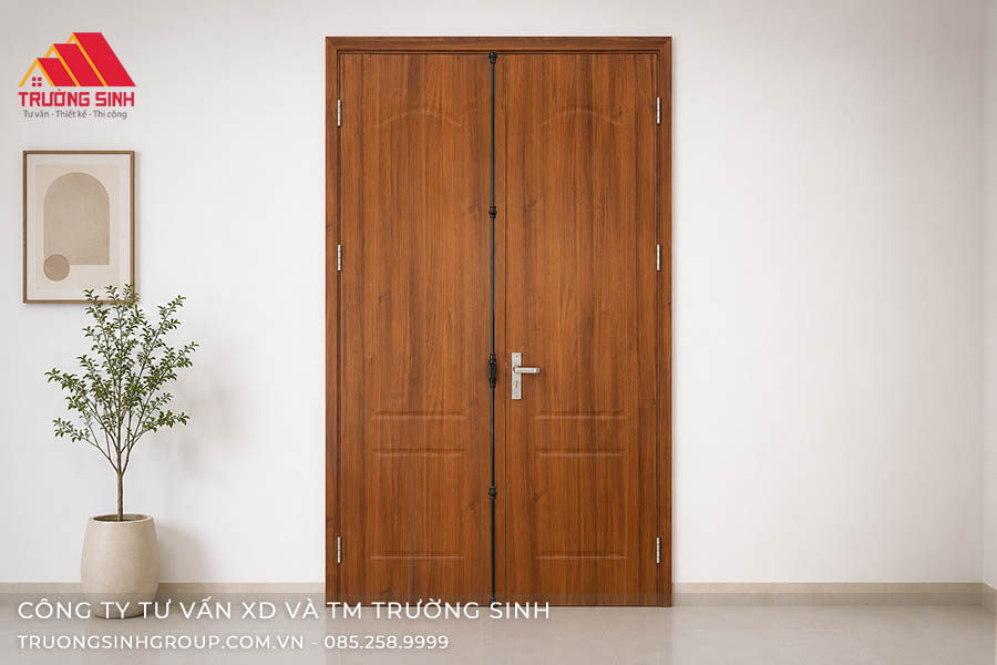 Cửa Composite đôi vân gỗ sang trọng